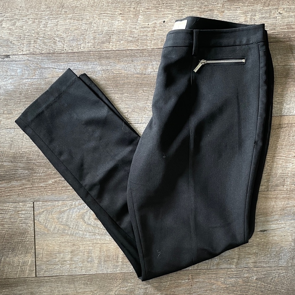 Michael Michael Kors Black Straight Leg Dress Pants with Zipper Accent